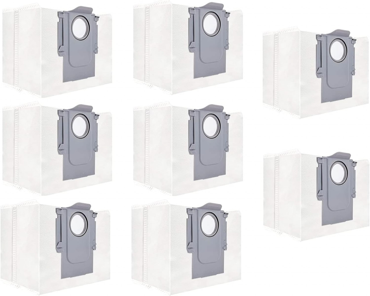 Set de 8 saci pentru aspiratorul Xiaomi Roborock S7 MaxV Ultra /S7 pro Ultra,Q7 Max+,Q5 Taekooki, textil/silicon, alb/gri, 13 x 16 x 15 cm