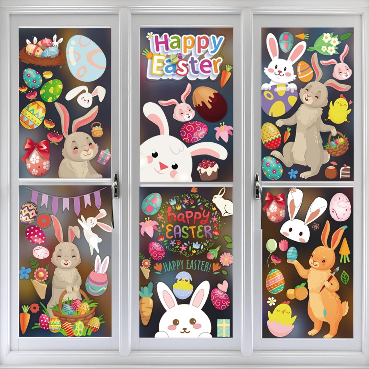 Set de 9 coli cu autocolante de fereastra pentru Paste MOHOWIN, PVC, multicolor, 20 X 30 cm