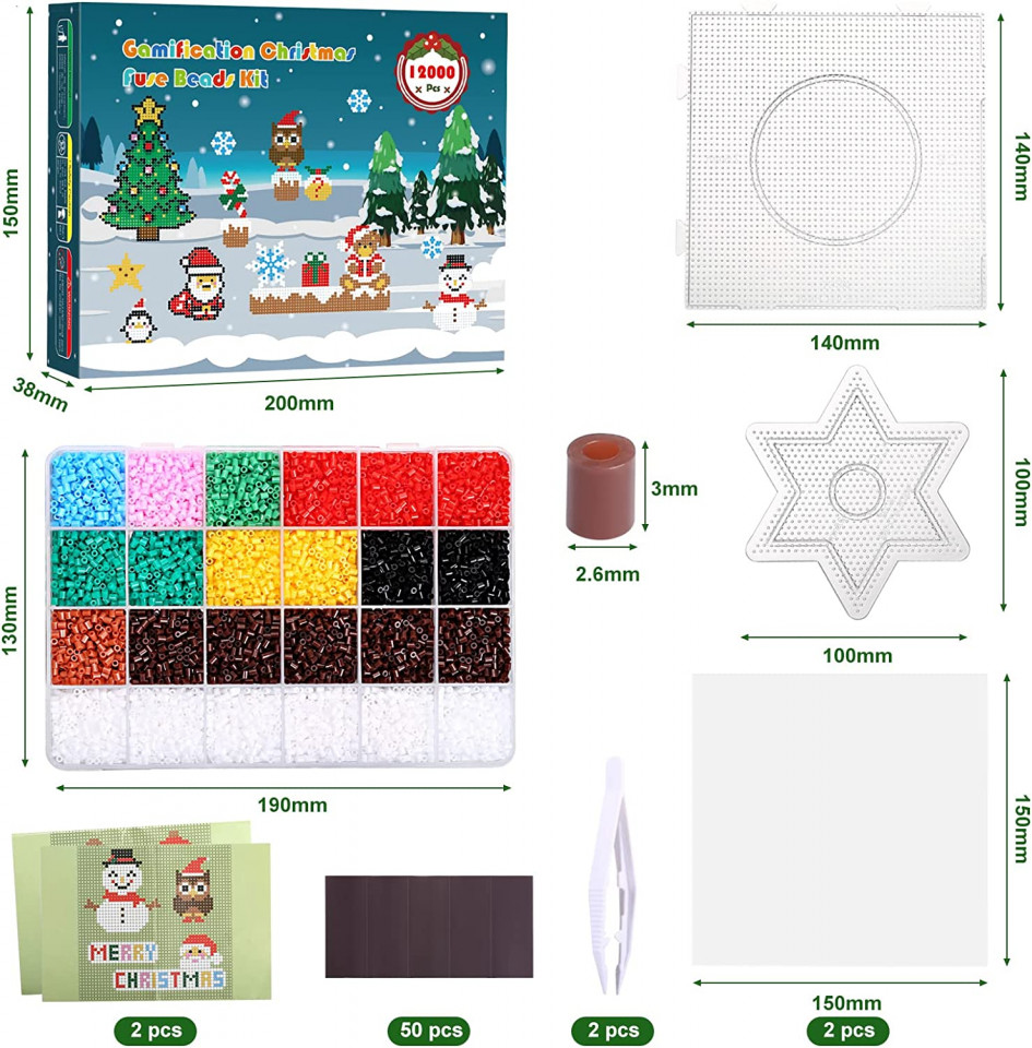 Set de creatie cu 12000 margele si magneti pentru frigider Moncolis, plastic/hartie/metal, multicolor