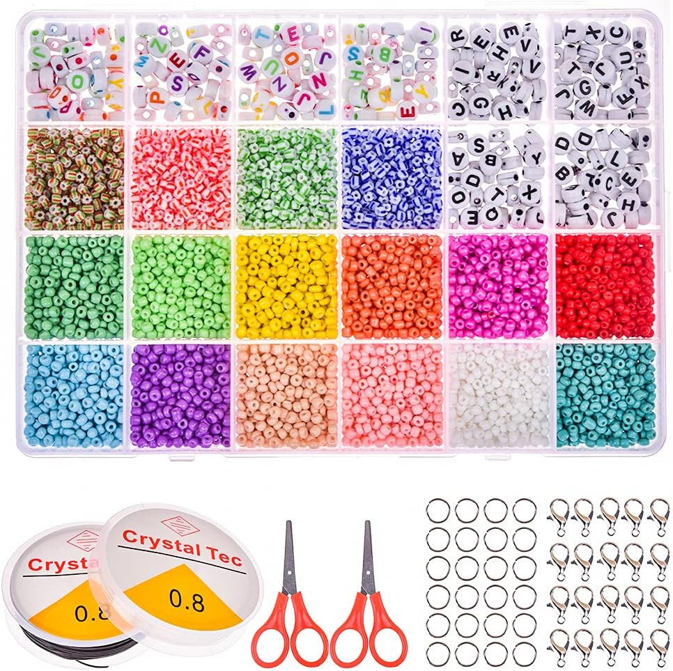 Set de creatie cu 8400 margele pentru bijuterii JIJI &CUI, sticla/metal/plastic, multicolor