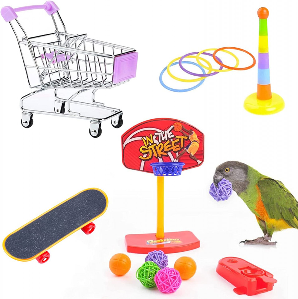 Set de jucarii pentru papagali Mellystore, plastic, multicolor Accesorii imagine 2022