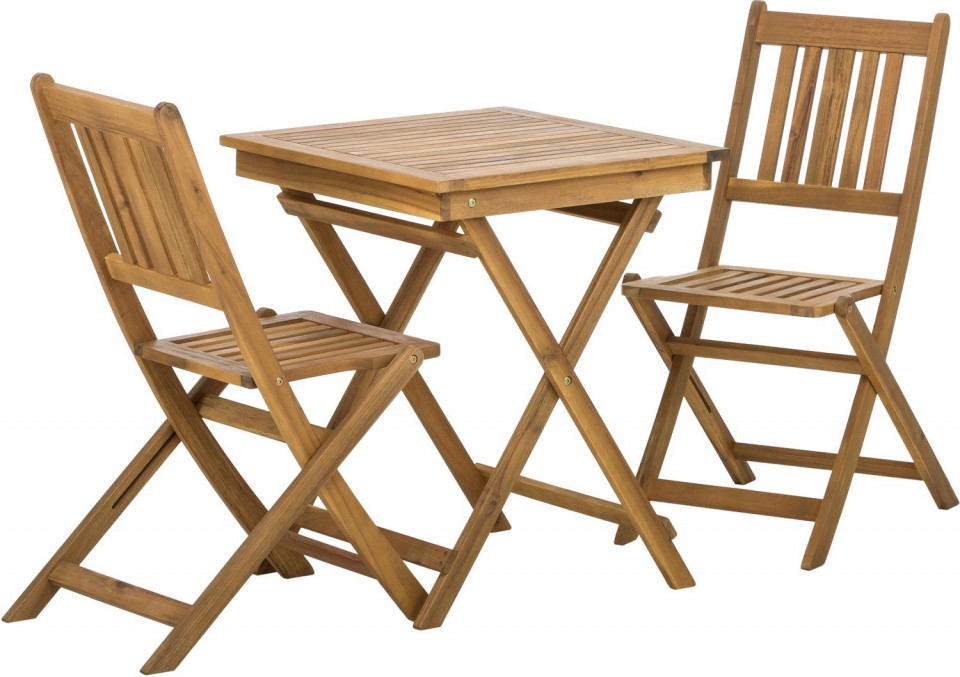 Set de o masa si 2 scaune de gradina Skyler, lemn masiv, natur Pret Redus chilipirul-zilei pret redus imagine 2022