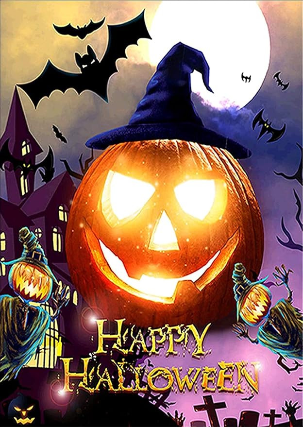 Set de pictura cu diamante Golden maple, model Halloween, multicolor, panza/rasina, 30 x 40 cm