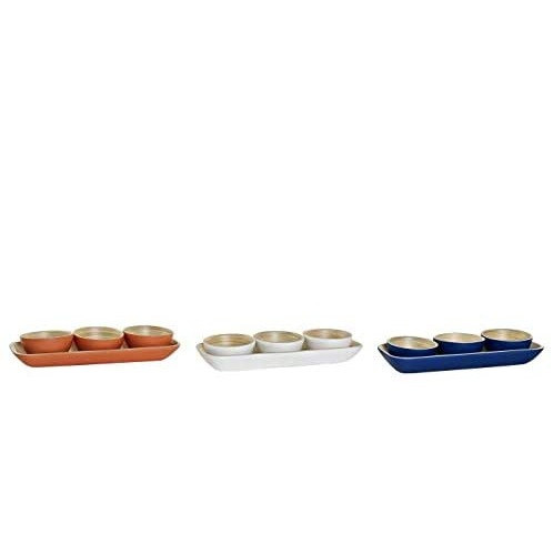 Set de tava cu 3 boluri KONTARBOOR, bambus, alb, 32 x 12,5 x 10 cm