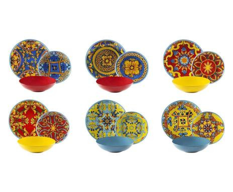 Set de vase Trinacria, 18 piese, portelan/ceramica, multicolor chilipirul-zilei.ro
