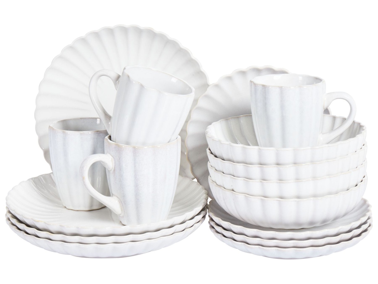 Set de Vesela RLG NETTLE, ceramica, alb, Incomplet - 12 din 16 Piese