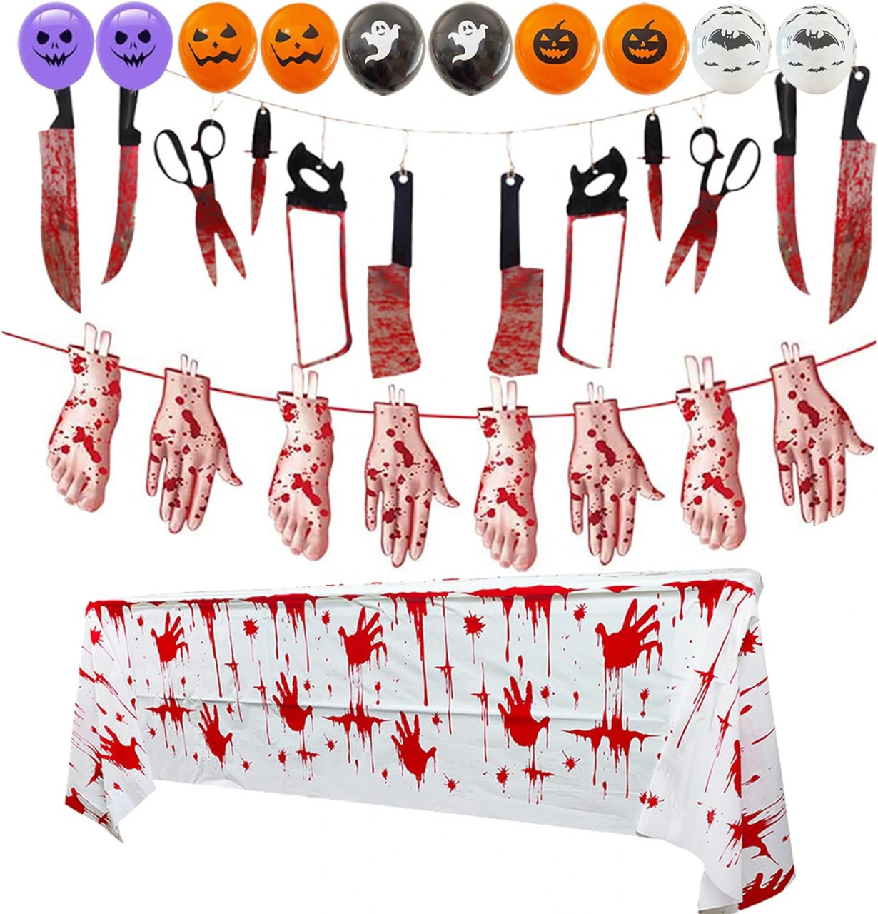Set decoratiuni pentru Halloween Yitla, latex/PVC/hartie, multicolor, 14 piese