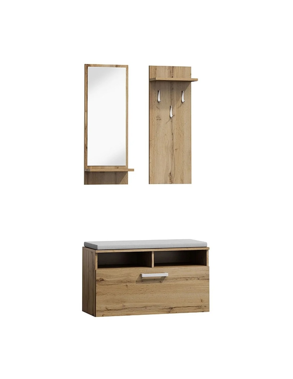 Set mobilier hol cu oglinda SL P003 stejar wotan, 89x40x180 cm