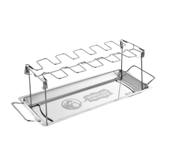 Suport cu tava pentru pulpe Mountain Grillers, otel inoxidabil, argintiu, 44,4 x 13,9 x 16,5 cm