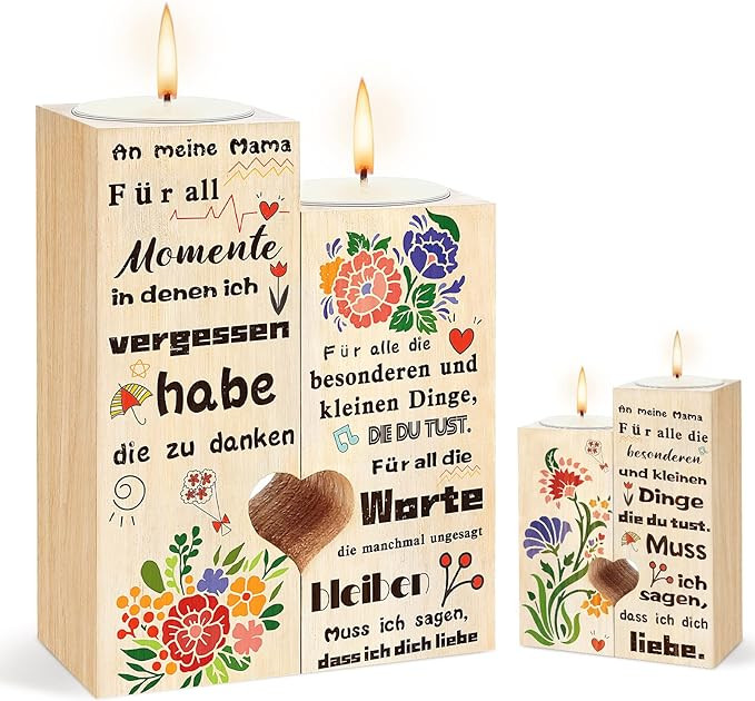 Suport de lumanare An Meine Mama, lemn, natur, 2 X 9 X 4,5cm