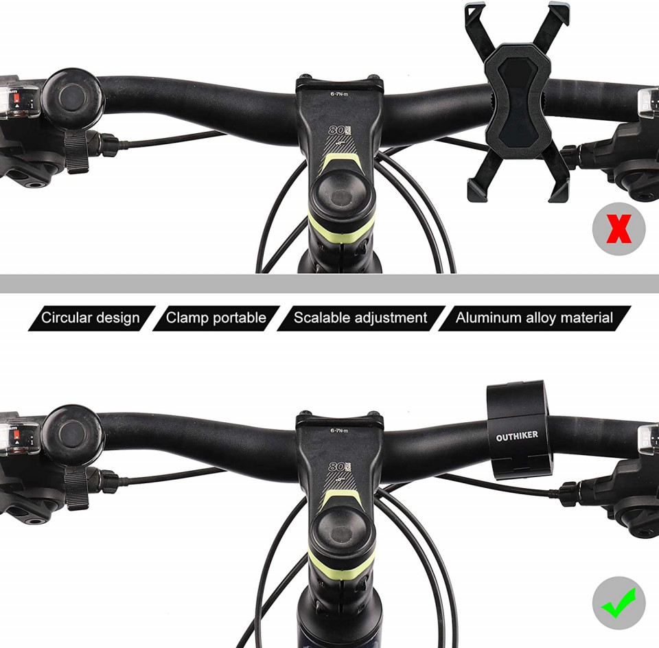 Poze Suport telefon pentru bicicleta OUTHIKER, aluminiu, negru, 52 x 52 cm