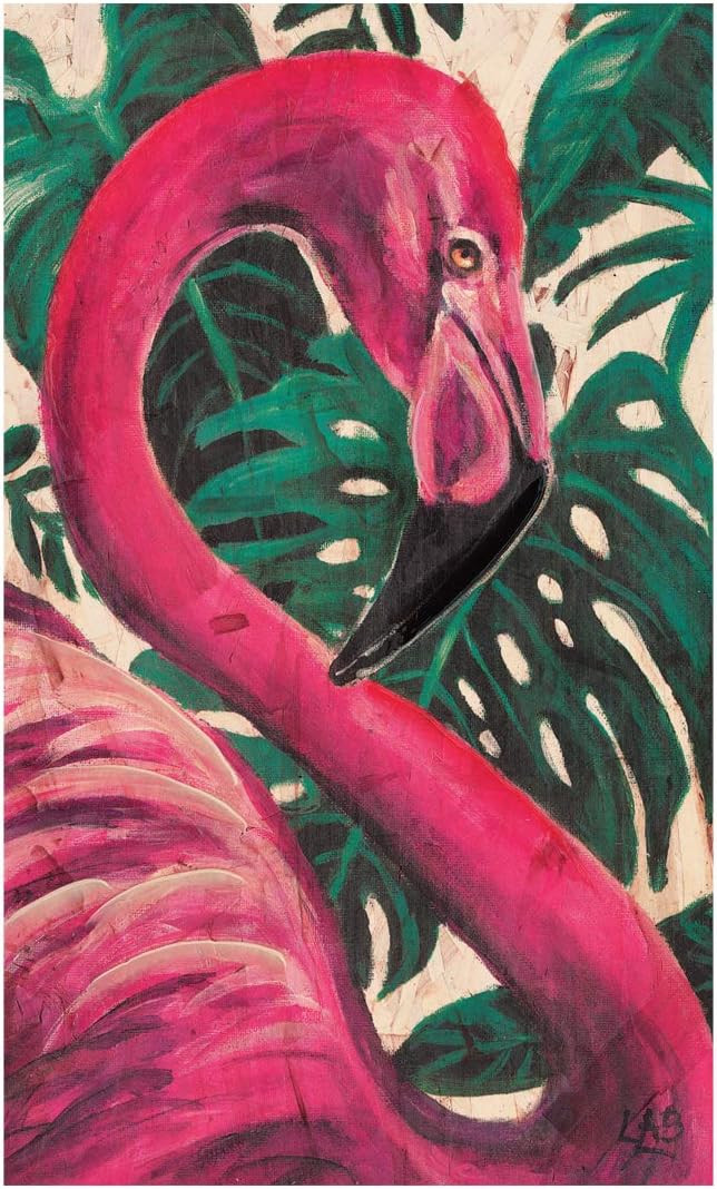 Tablou Pergo Classics, model flamingo, verde/roz/negru, panza, 30 x 50 cm