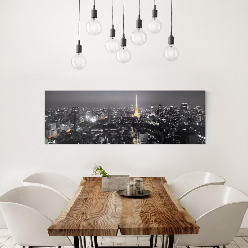 Tablou Tokyo, negru/gri, 50 x 150 cm