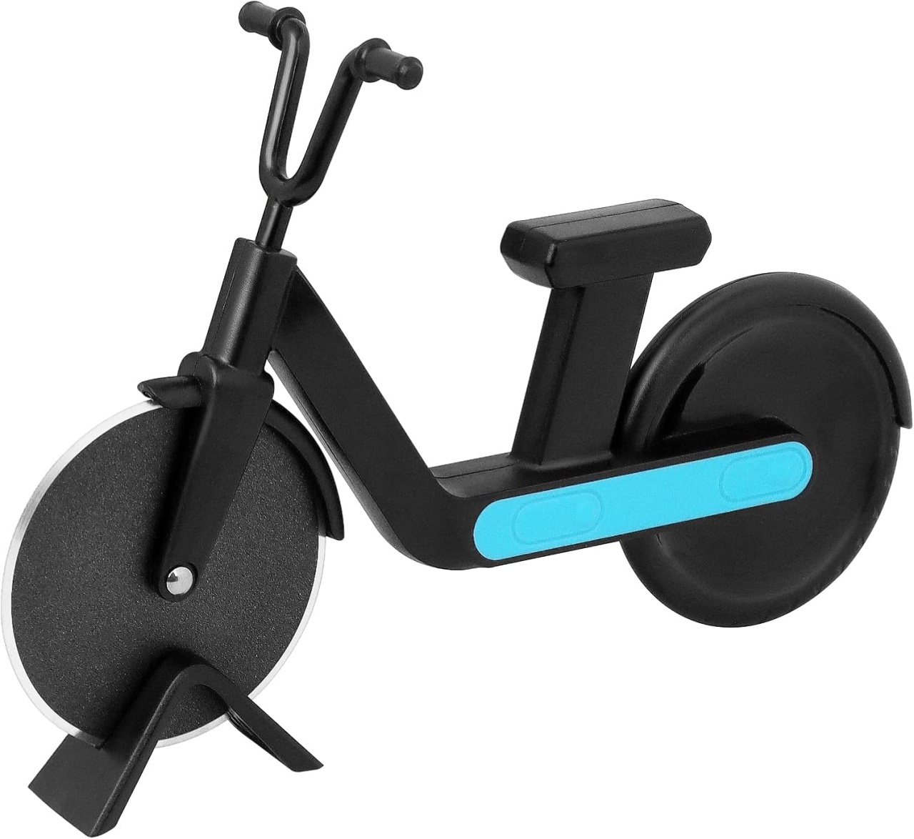 Taietor pentru pizza Uaugulft, model motocicleta, otel inoxidabil/ABS, negru/albastru, 18,4 x 12 cm