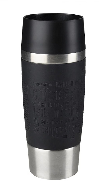 Termos calatorie Tefal Mug Fun K3081114, inox, 0.36 L, Negru – Inox, servire 360 grade, Resigilat, Grad A