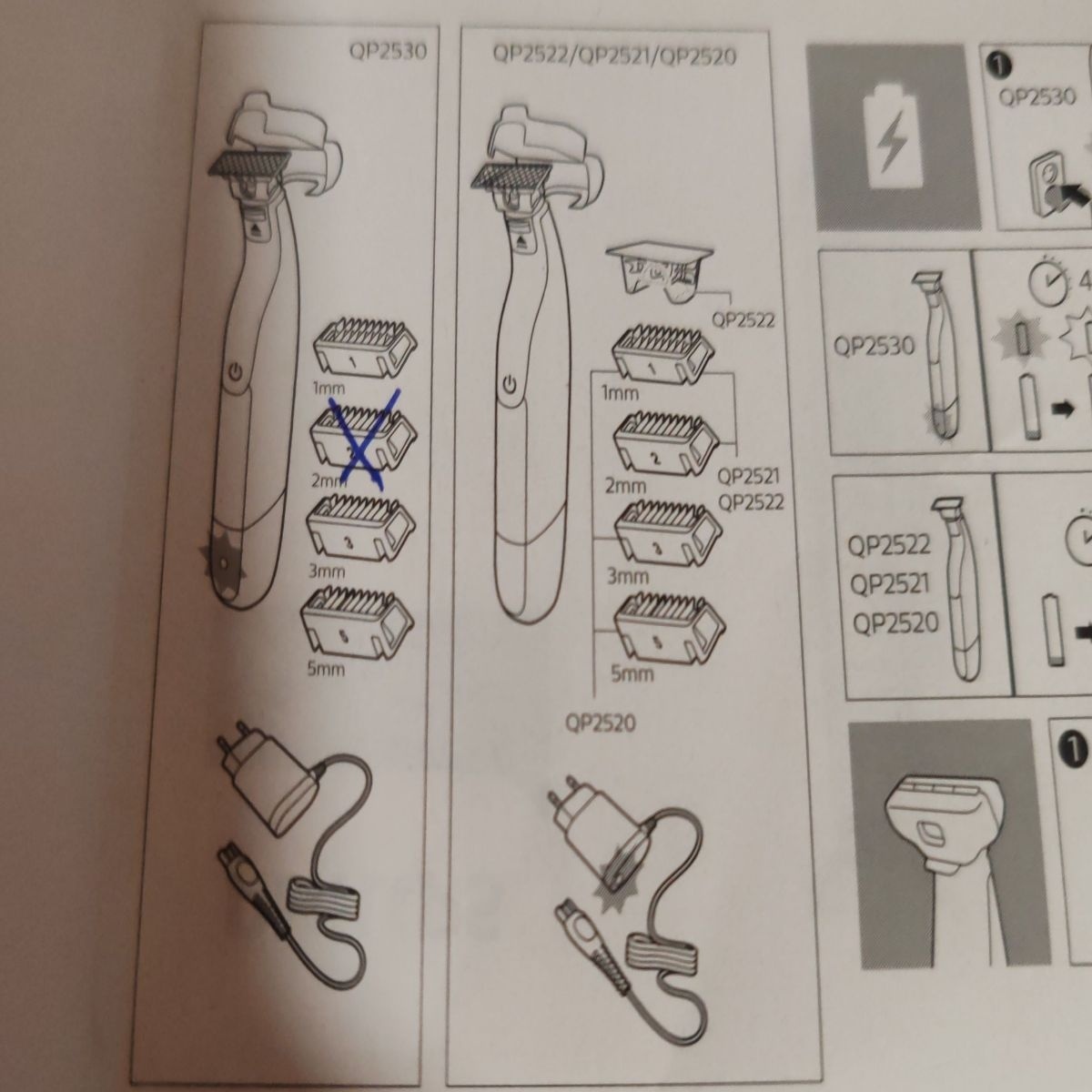 Aparat hibrid de barbierit si tuns barba PHILIPS OneBlade QP2520/30. 3 piepteni. 1 lama suplimentara. Acumulatori. Negru/Verde, Resigilat, Grad B