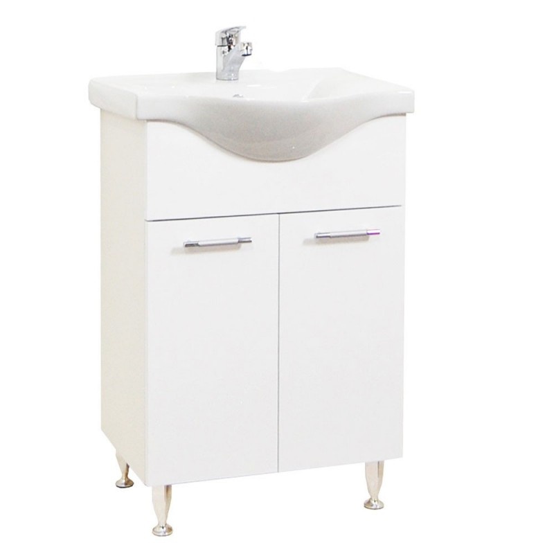 Baza si lavoar baie GN1531, 60x34x81 cm alb cu usi