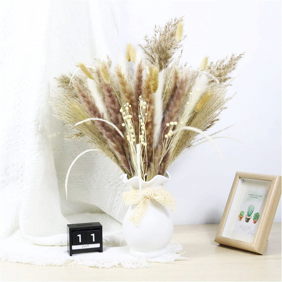 Buchet de pampas uscat JDWBT, 65 fire, natural/maro 45 cm