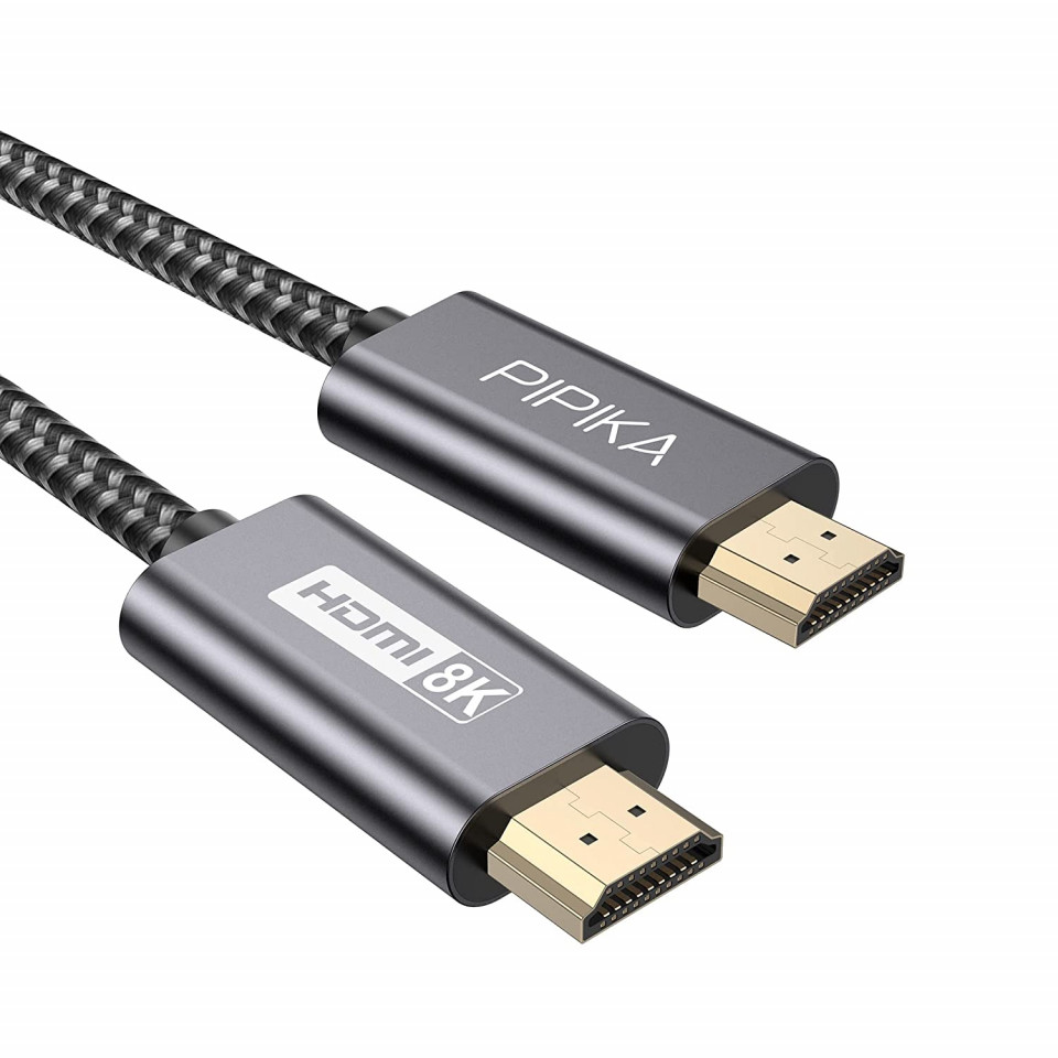 Cablu HDMI 2.1 PIPIKA, nailon, gri/negru, 2 m, 8K Accesorii IT 2023-09-28