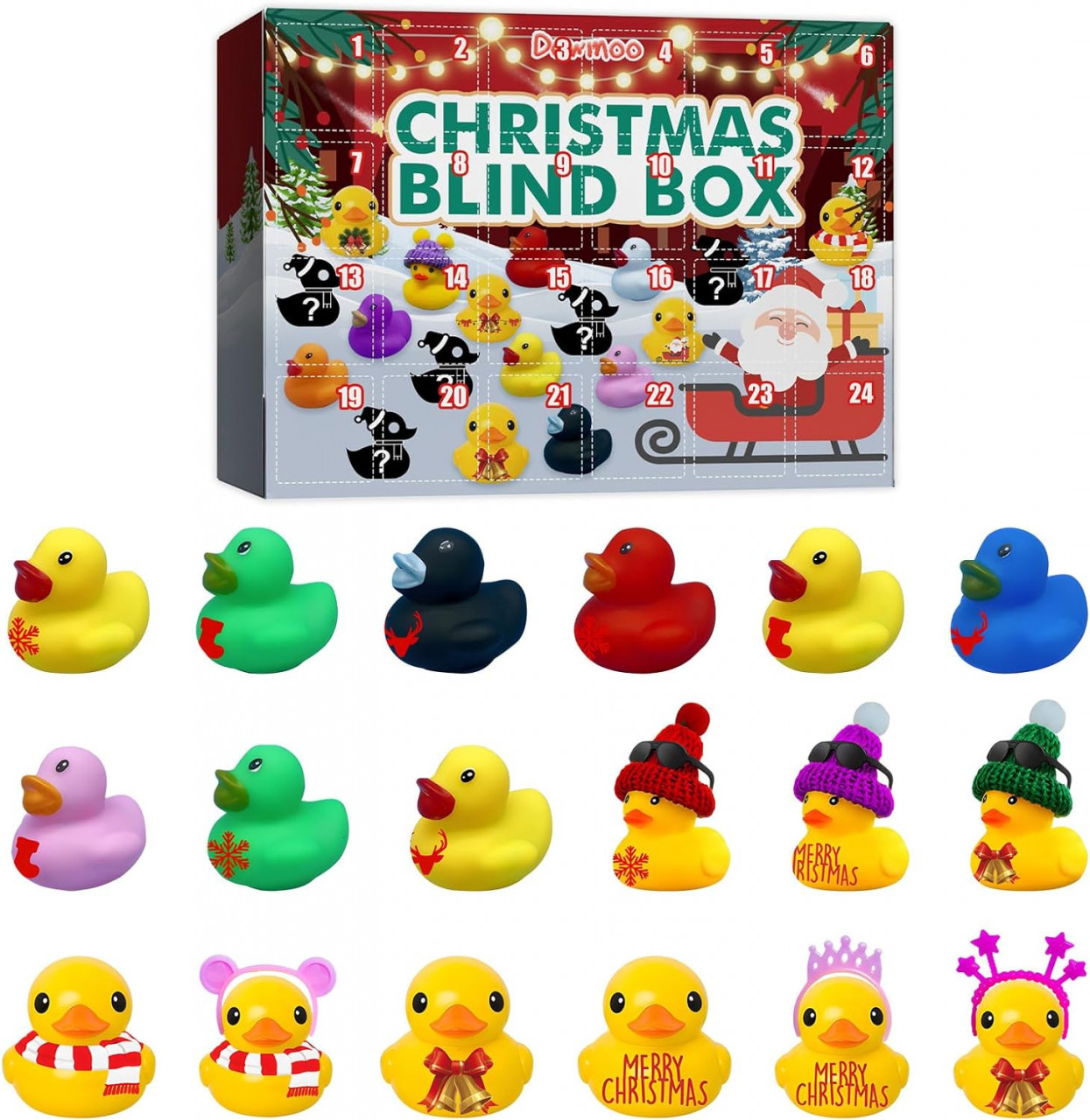 Calendar de advent pentru Craciun Alaiyaky, plastic/cauciuc, multicolor, 24 piese