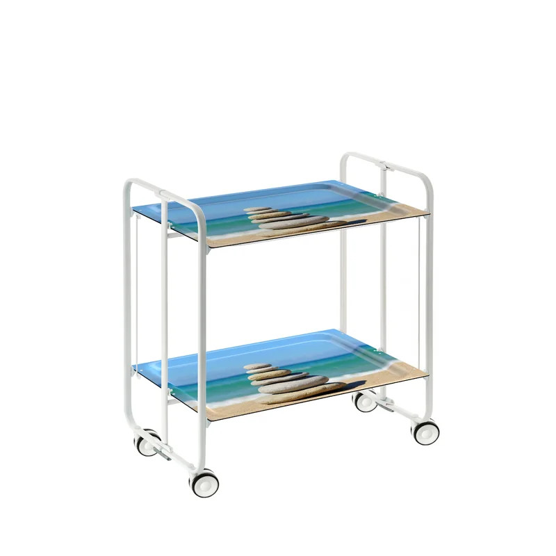 Carucior de servire Irvin, pliabil, metal/lemn fabricat, multicolor, 72 x 66 x 43 cm