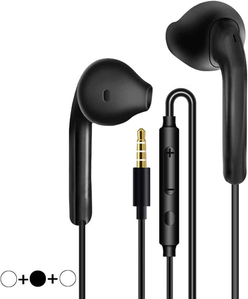 Casti audio cu fir si microfon Yrr, negru, mufa 3,5 mm