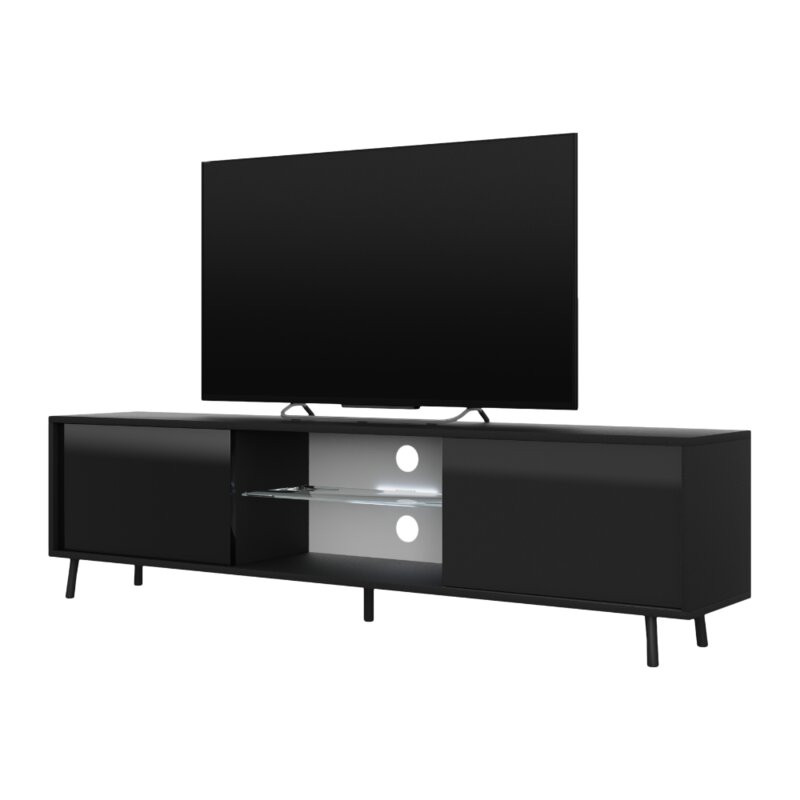 Comoda TV Lefyr, MDF, negru, 140 x 40,5 x 31,3 cm chilipirul-zilei.ro/ imagine 2022