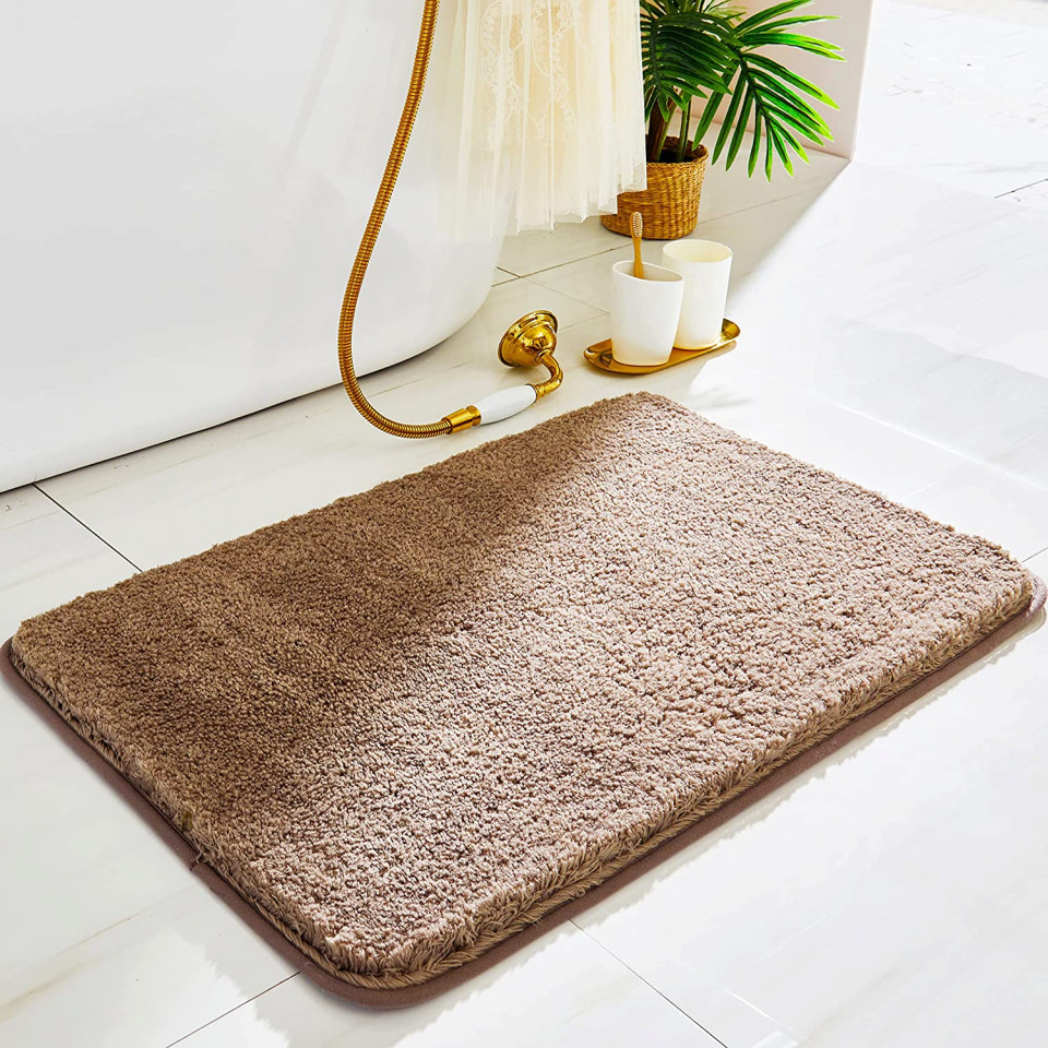 Covoras de baie COSY HOMEER, poliester, maro, 100 x 60 cm