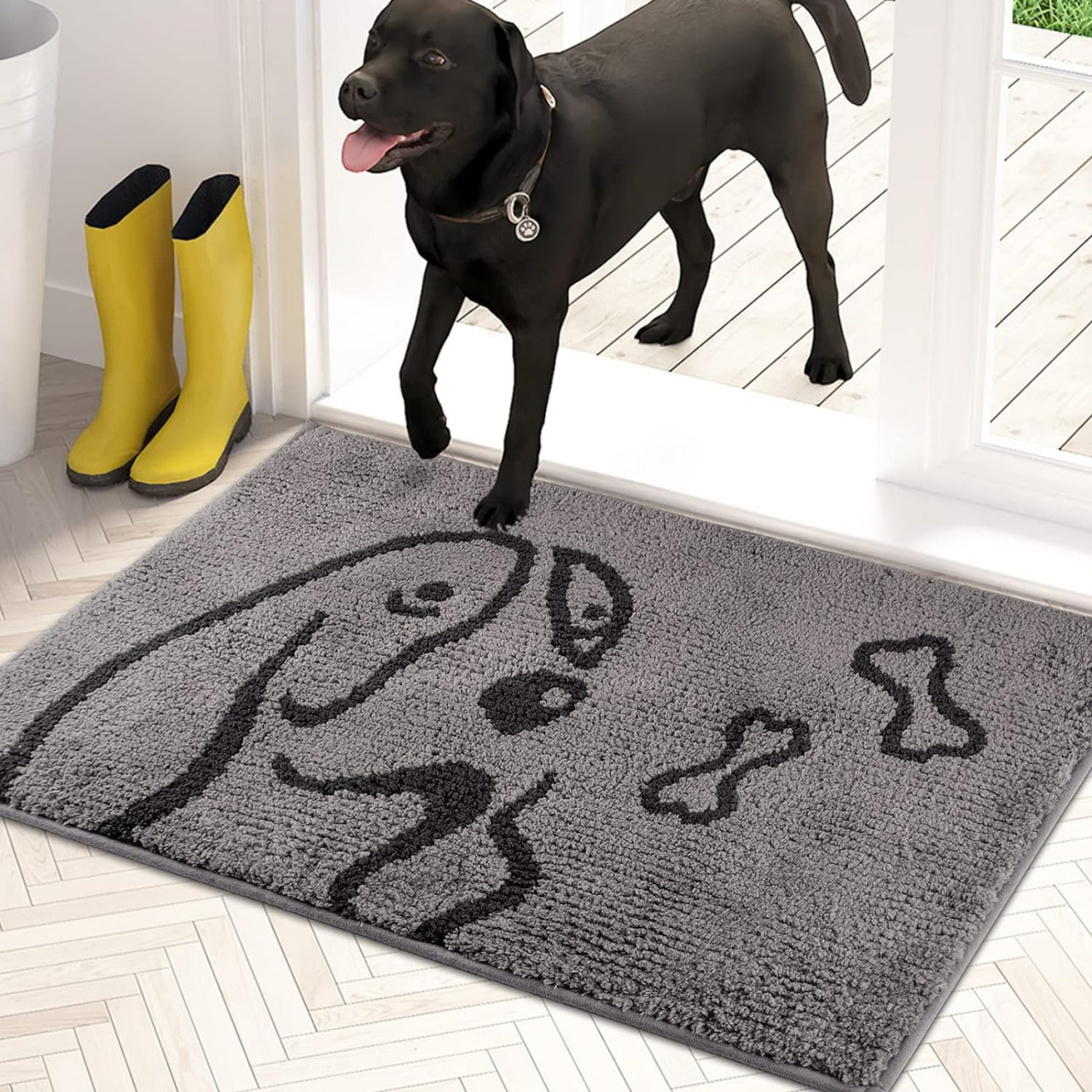 Covoras de intrare PURRUGS, microfibra/TPR, gri, 50 x 80 cm