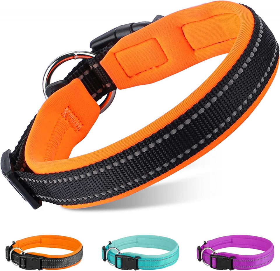 Curea reflectorizanta pentru caini MASBRILL, neopren/nailon, portocaliu, S, 35-40 cm