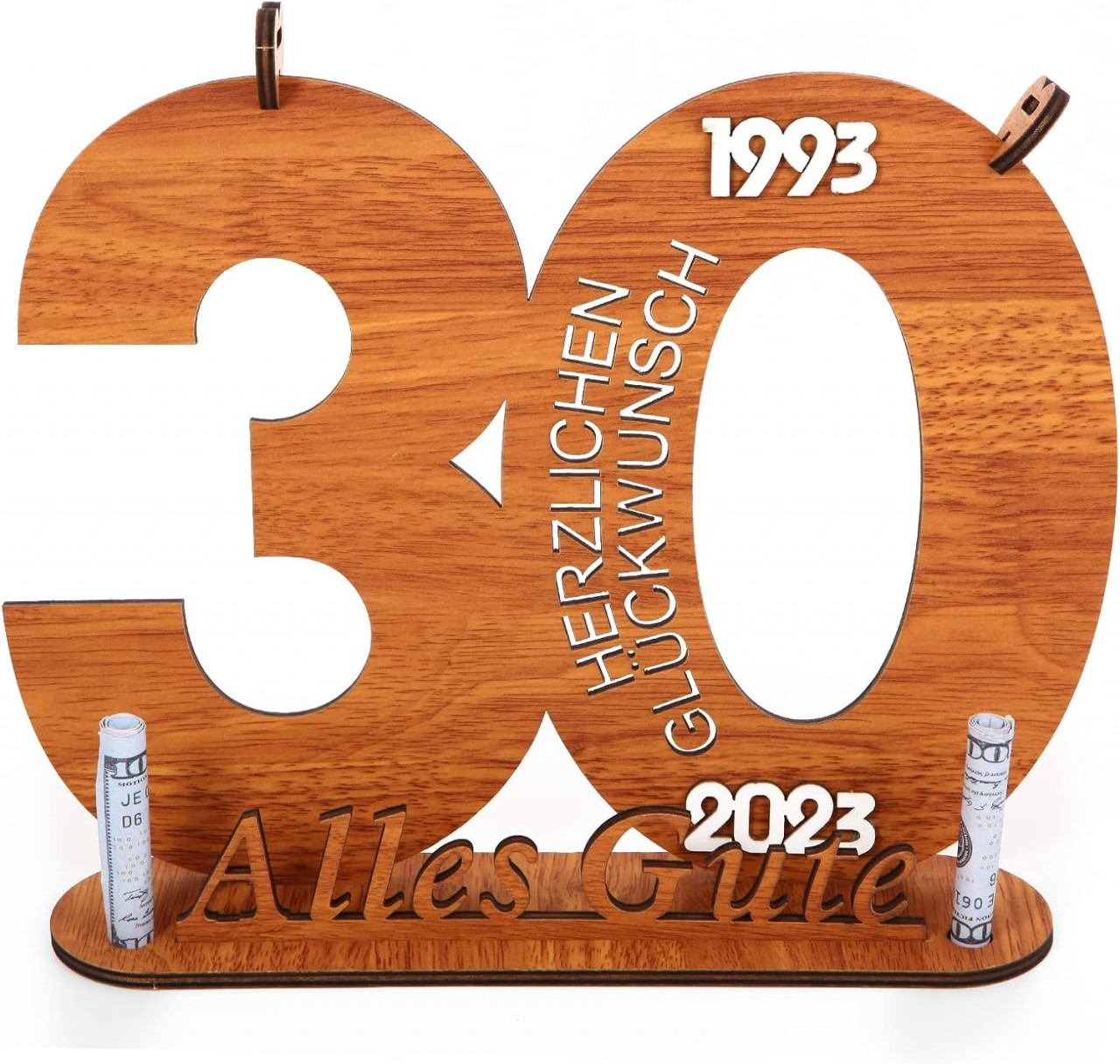 Decoratiune aniversara pentru 30 de ani LIGHTNETSEE, lemn, maro, 29 x 18,5 cm