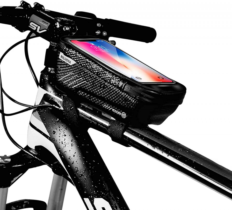 Geanta/suport telefon pentru bicicleta Niluoya, fibra de carbon, negru, 10,49 x 17,98 cm Articole sportive 2023-09-28 3