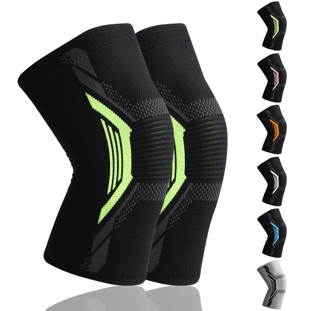 Genunchiera Losvcbcx, textil, negru/gri/verde lime, marimea XXL