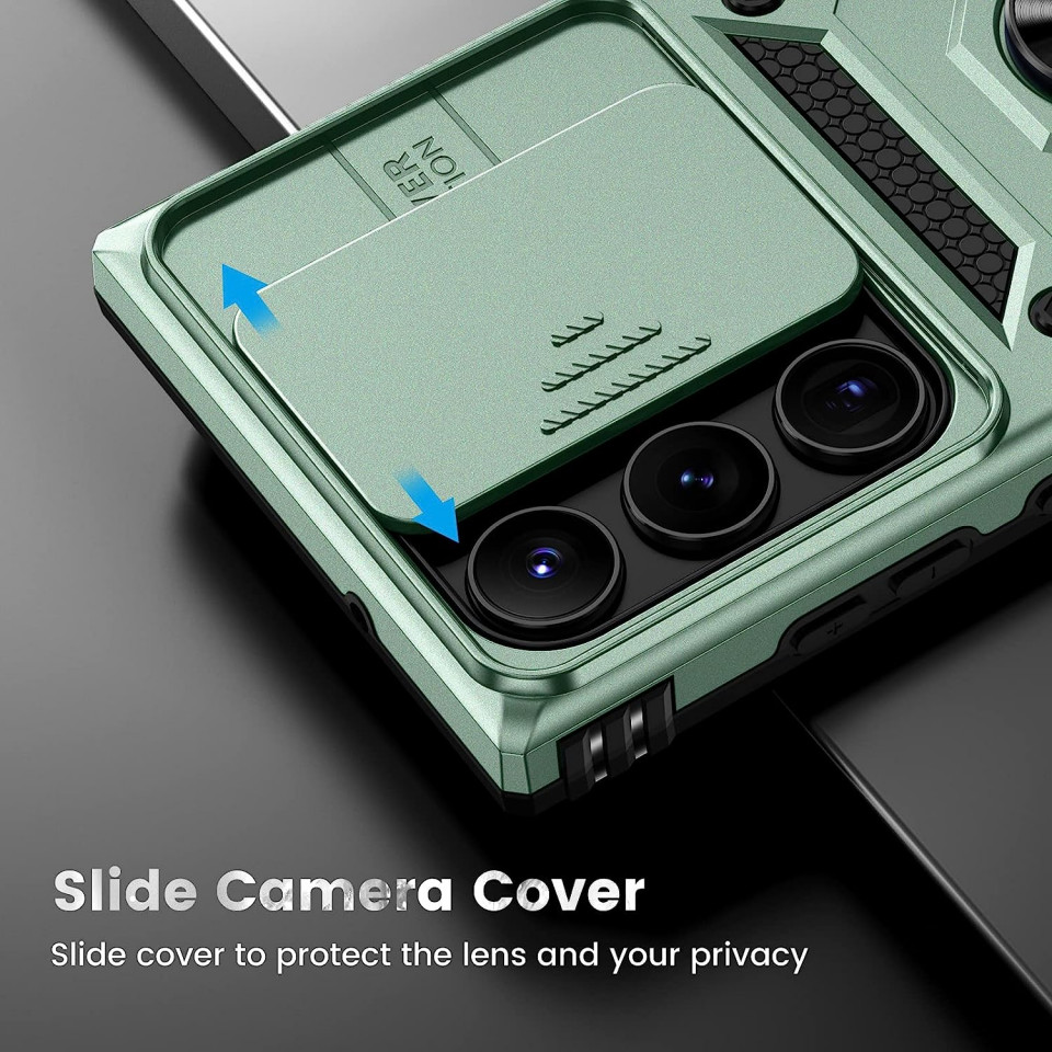 Poze Husa de protectie cu inel compatibil cu Samsung Galaxy S23 ULTRA HWeggo, policarbonat/poliuretan, verde, 6,8 inchi