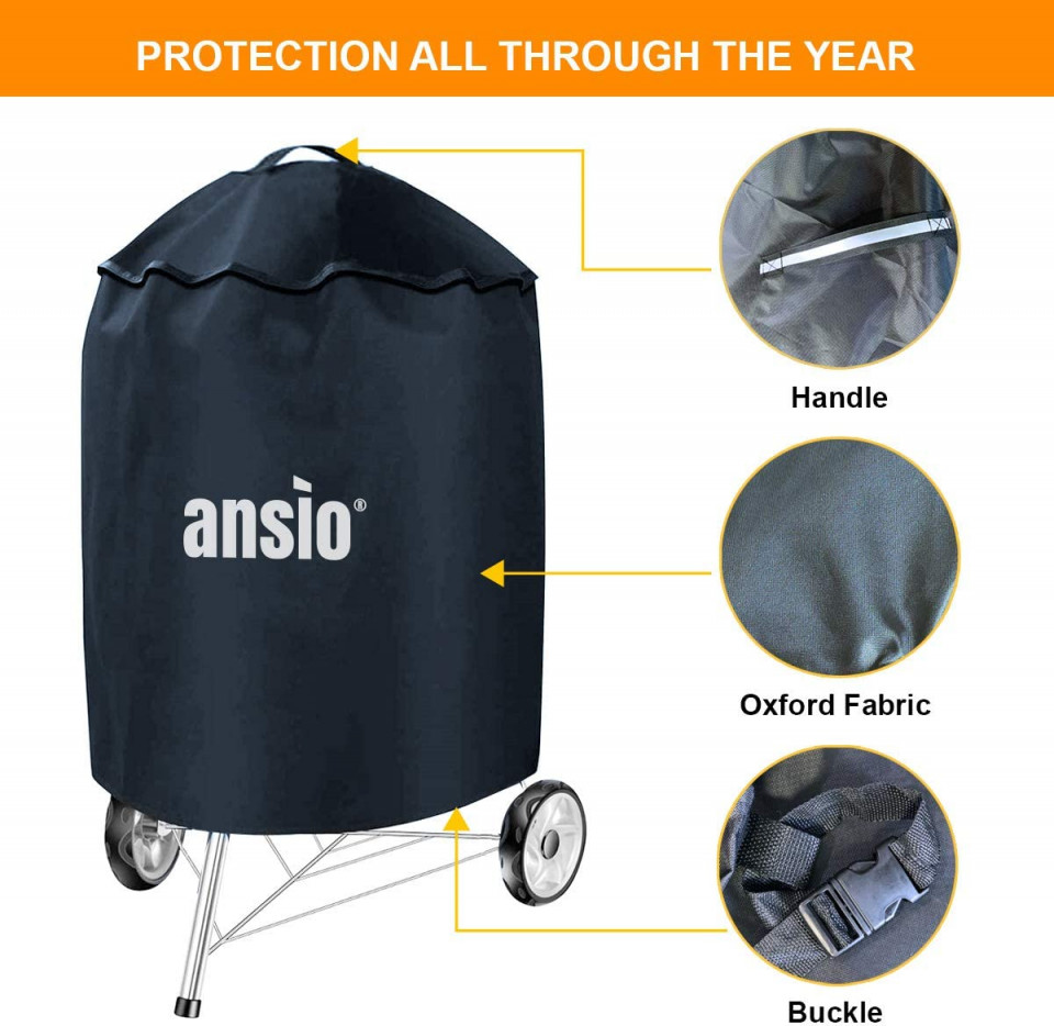 Poze Husa de protectie pentru gratar rotund ANSIO, tesatura oxford, negru, 70 x 73 cm