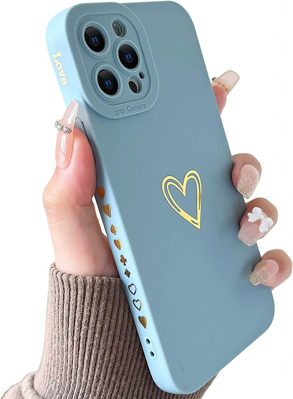 Husa de protectie pentru iPhone 12 Pro Max SmoBea, silicon, albastru/auriu, 6.7 inchi