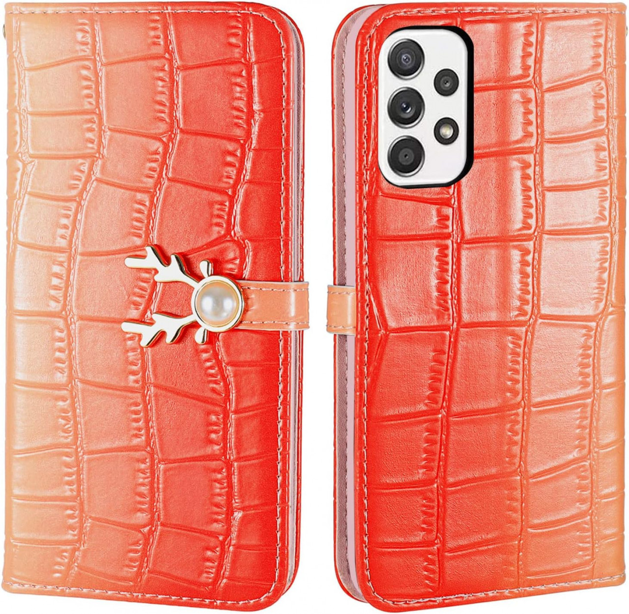 Husa de protectie pentru Samsung Galaxy A32 5G Aisenth, piele PU, rosu, 6,5 inchi