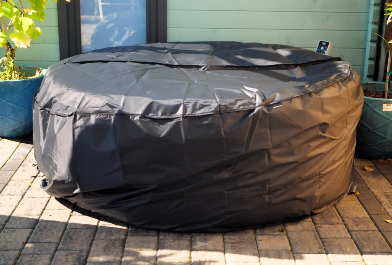 Husa impermeabila pentru mobilier rotund Speedwellstar, tesatura oxford, negru, 190 x 80 cm