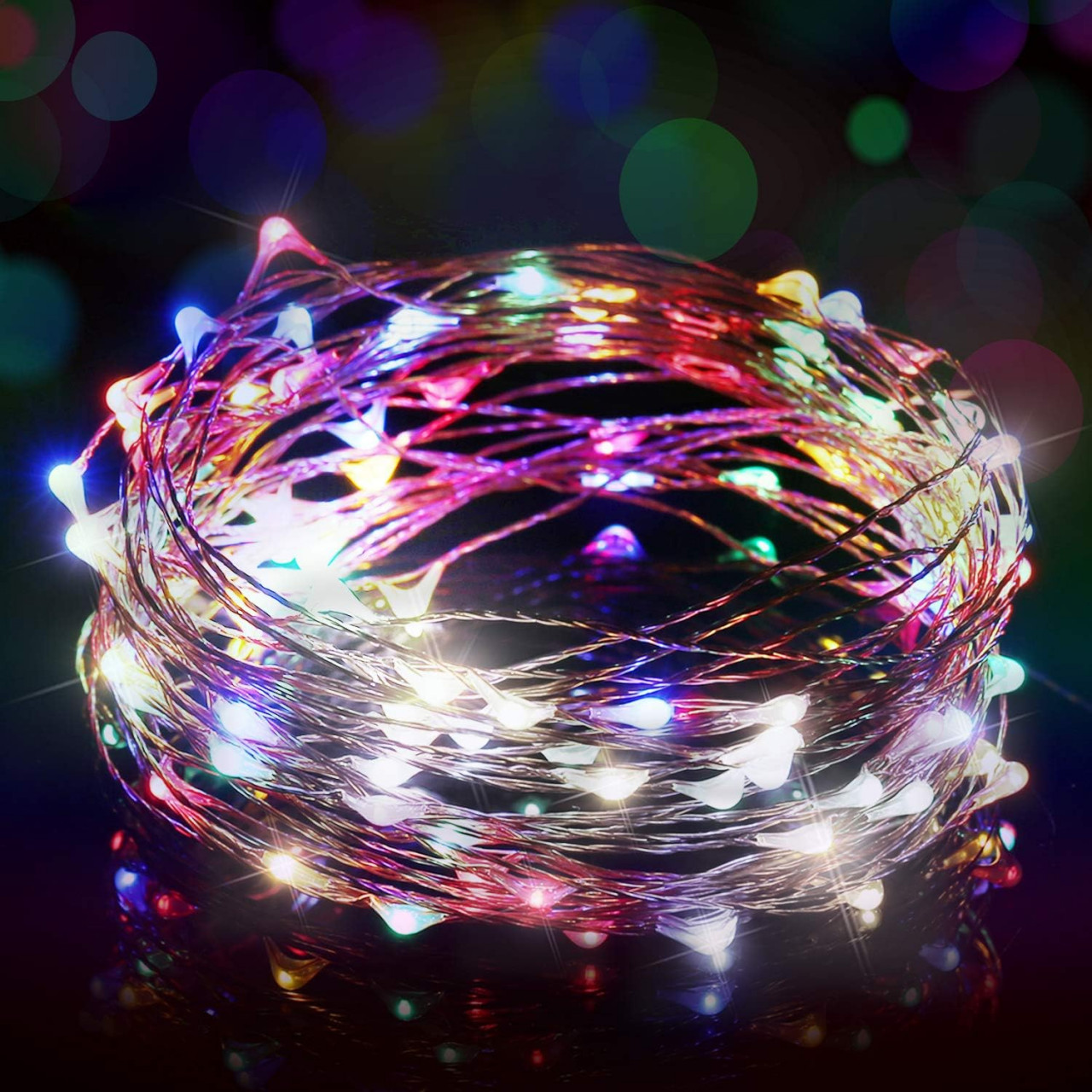 Instalatie cu 100 de LED-uri Ariceleo, plastic/cupru, multicolor, 5 m