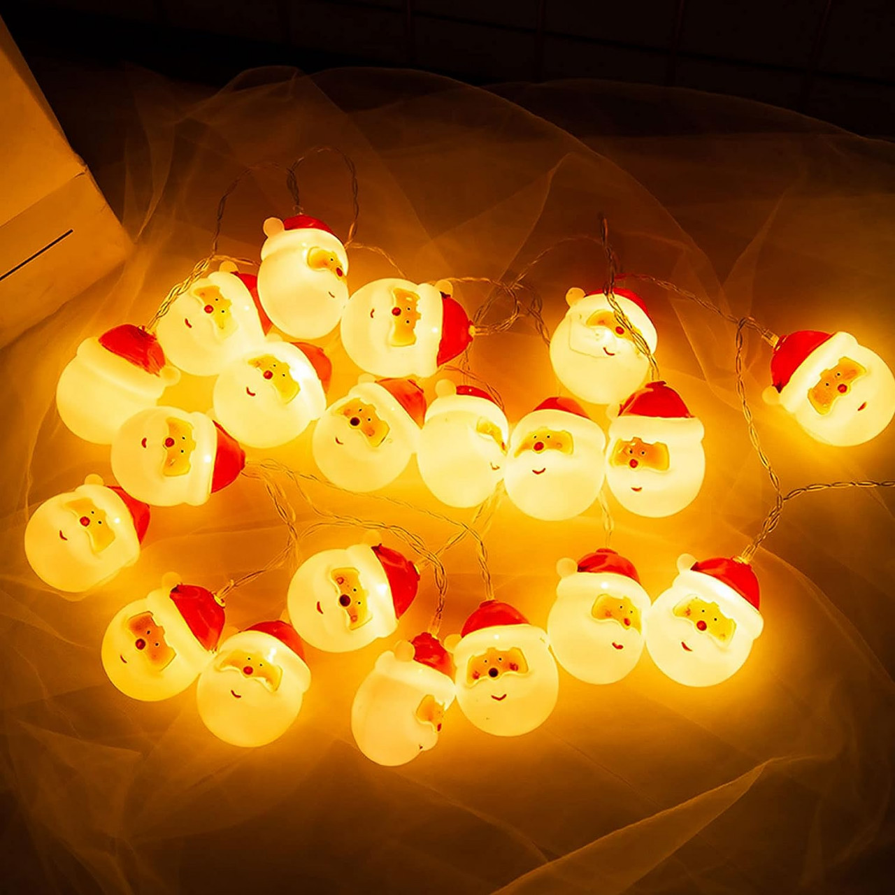 Instalatie de Craciun cu 20 de becuri Cantik, LED, baterii, alb/rosu, 3 m