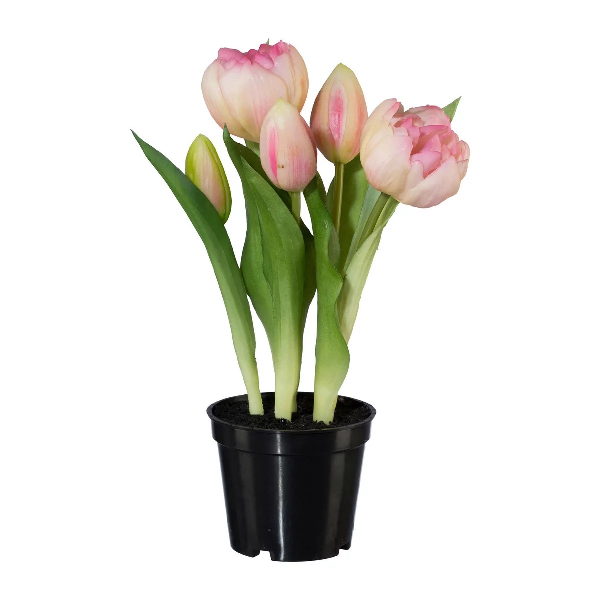 Lalea artificială I în verde/roz, 25cm