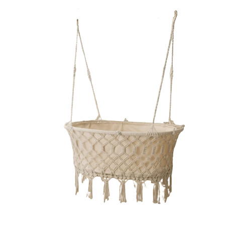 Leagan suspendat pentru bebelusi, macrame, crem, 95 x 35 x 50 cm