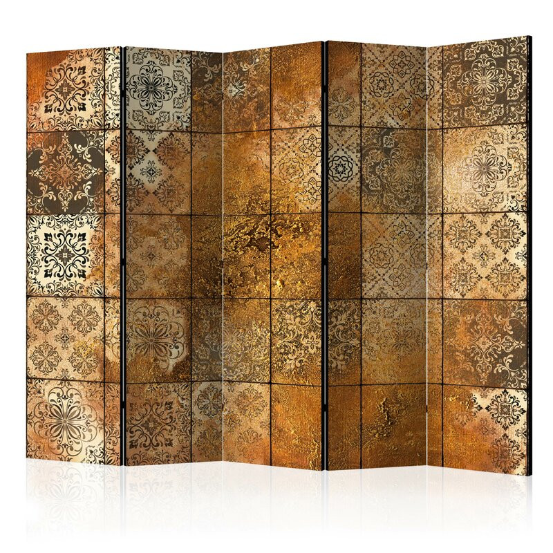 Paravan Gilbertown, lemn masiv, auriu/maro, 172 x 225 x 3 cm chilipirul-zilei.ro/ pret redus
