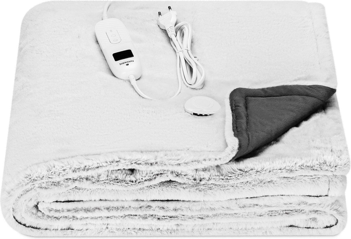 Patura termica electrica Navaris, gri, 9 setari, 130 x 180 cm, Resigilat, Grad A