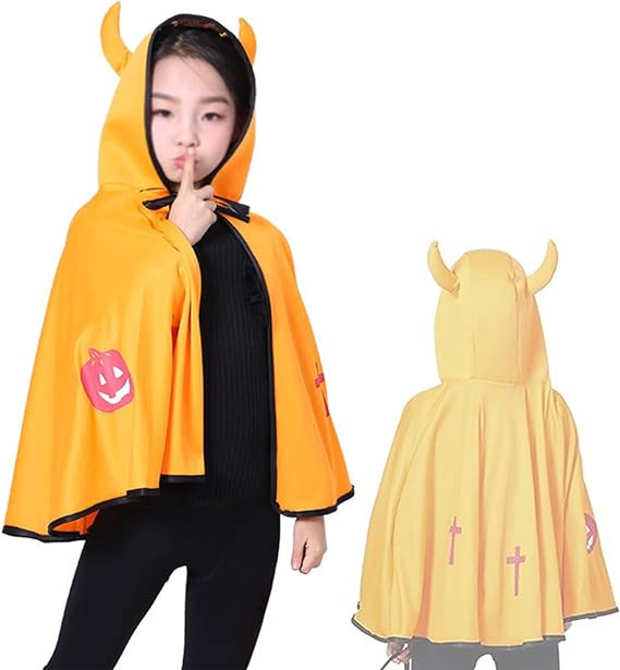 Pelerina de Halloween pentru copii TOMYEUS, poliester, galben/negru/rosu, 80-140 cm