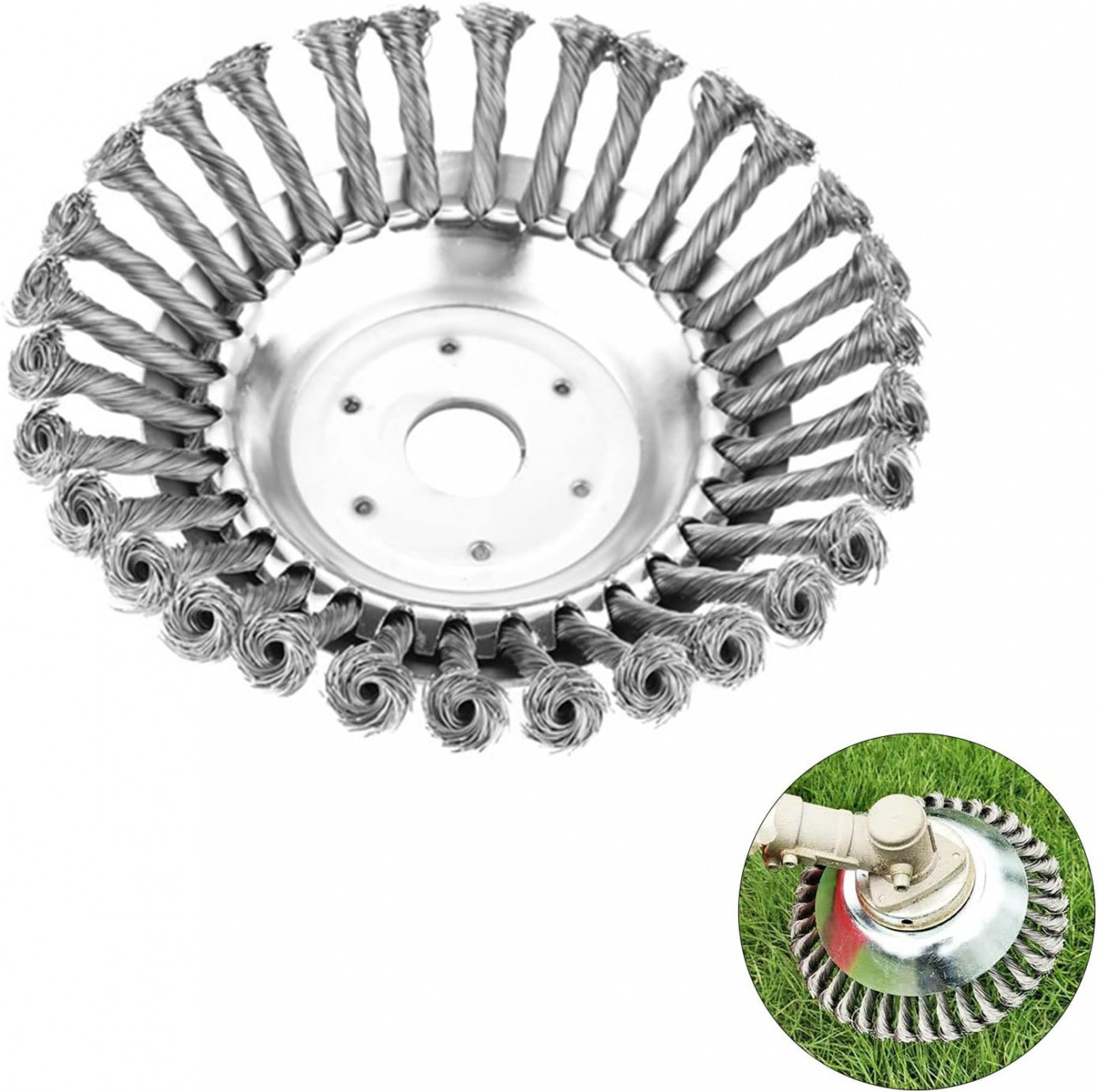 Perie rotativa pentru masina de tuns iarba Tesyeux, otel, argintiu, 20 cm