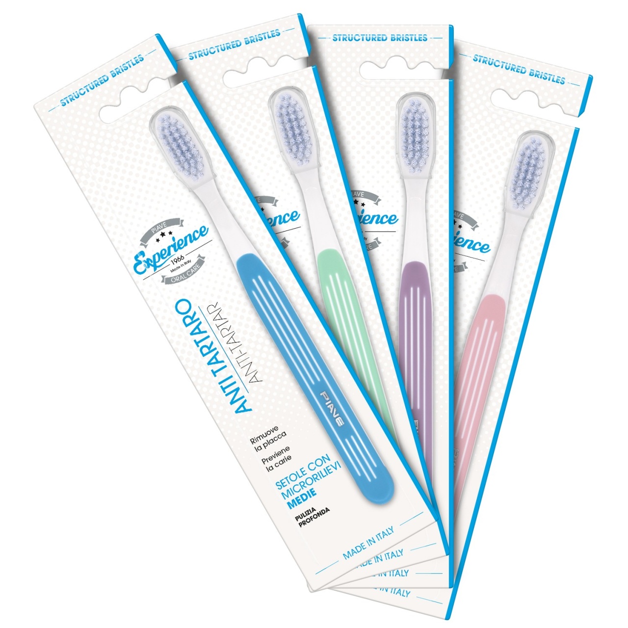 Periuta dinti Piave Experience Anti Tartru duritate fibra Medie, capac protectie