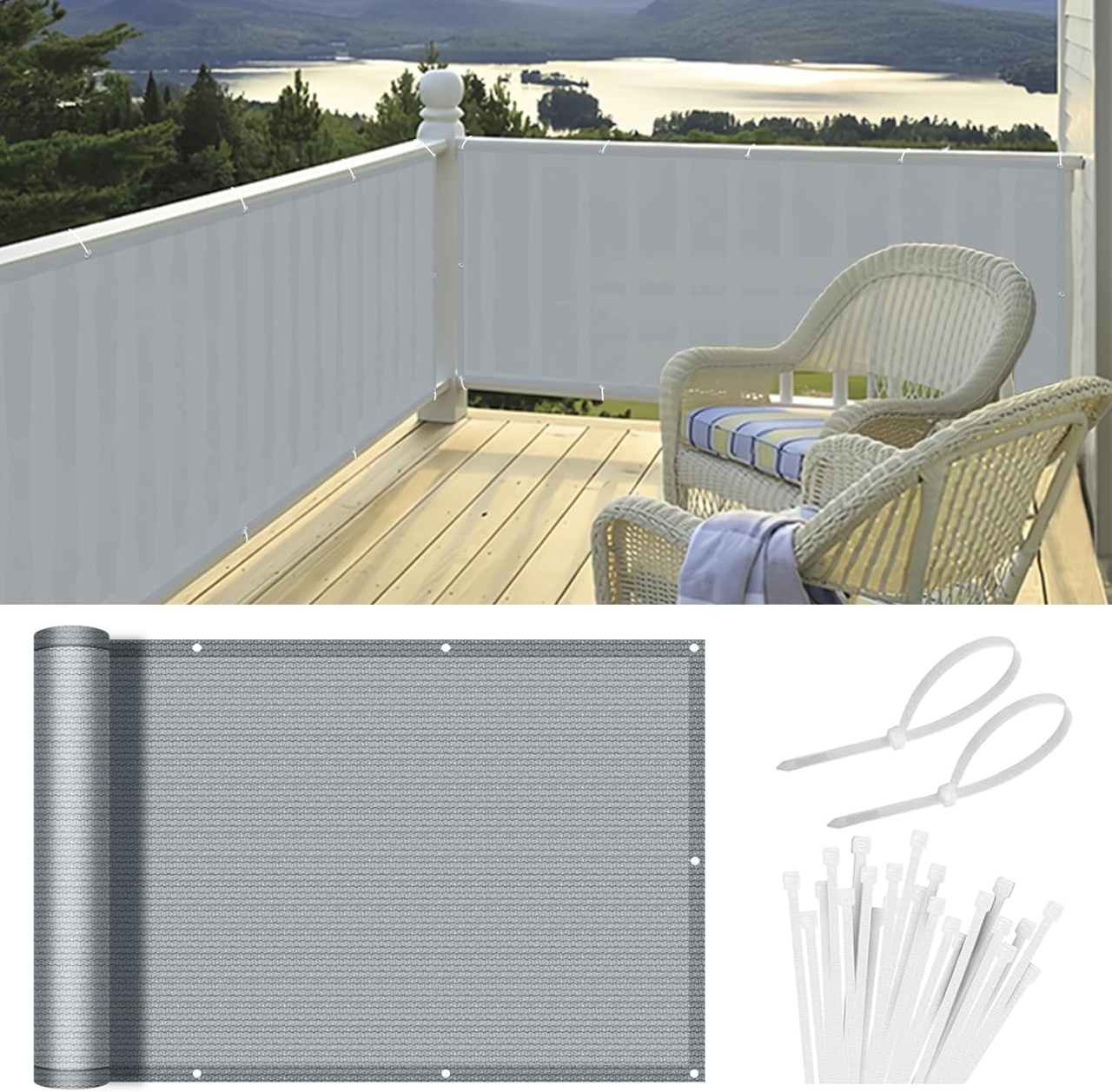 Prelata pentru balcon HENG FENG, HDPE, gri, 90 x 500 cm