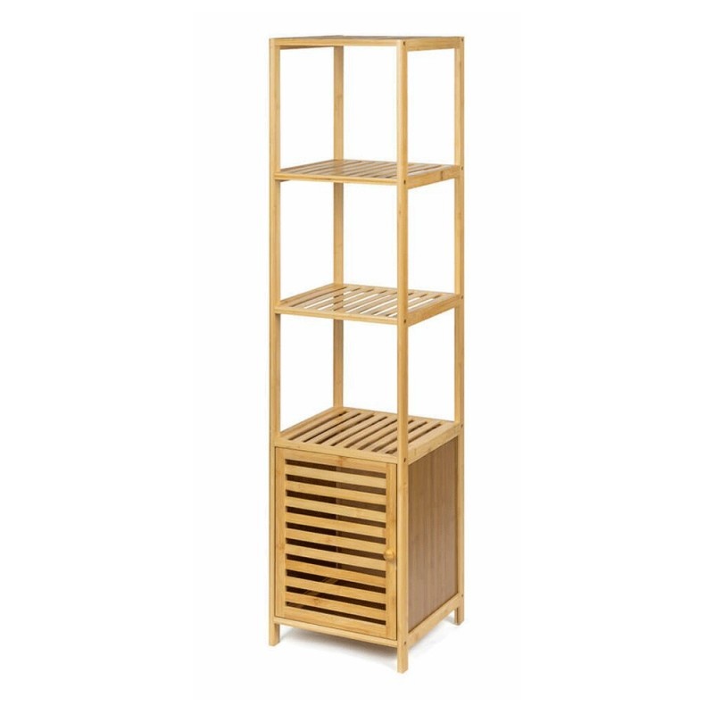 Raft depozitare KL270, cu 3 rafturi, usa, lemn, 33x37x140 cm, multifunctional, natur