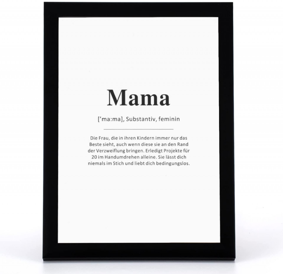 Rama foto cu mesaj pentru mama Dekorahmen, alb/negru, lemn/plastic/hartie, 23,1 x 31,8 cm